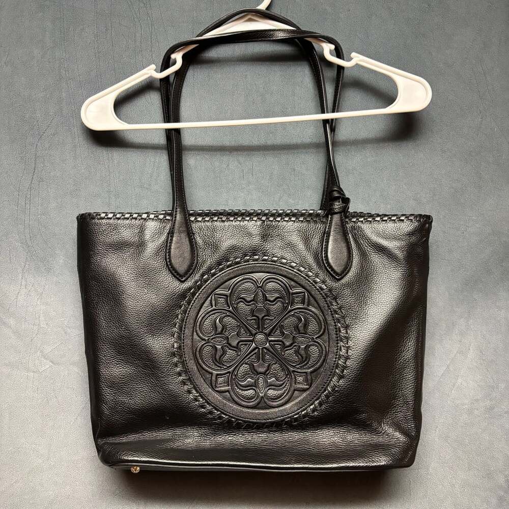 Brighton Ferrara Emilia Medallion Black Leather Tote